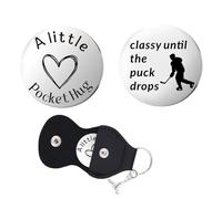 Field Hockey Player Goalkeeper Gifts for Men Boys Ice Hockey Goalie Pocket Hug Token Keychain for Coach Teammate Birthday Christmas Gifts Puck Pendant Sports Pocket Token Keychains Keyring