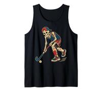 Field Hockey Player Skeleton Halloween Spooky Kids Boys Tank Top