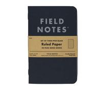 Field Notes 3 Pack Pitch Black Memo Book - Ruled - One Size - Menswear One Size