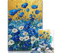Field of Blue Poppies Jigsaw Puzzles for Adults 1000 Piece,for Educational Game Challenge Toy for Is Ideal As A Gift for The Whole Family 38x26cm