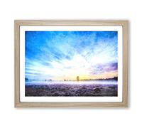 Field Of Heather In The Netherlands Painting Modern Art Framed Wall Art Print, Ready to Hang Picture for Living Room Bedroom Home Office Décor, Oak A2 (64 x 46 cm)