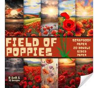 Field of Poppies scrapbook paper, 8.5x8.5, 10 Designs, 20 Double-Sided Sheets: Scrapbooking Paper for Junk Journals, Decorative craft Paper for Gift, ... & Mixed Media, Origami, Collage & Card Making