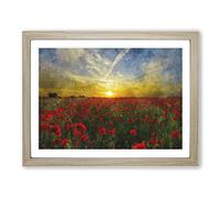 Field Of Poppies Vol.3 Painting Modern Art Framed Print | A4 Oak Framed Wall Art | Ready to Hang | Modern Historical Picture | Living Room Bedroom Lounge Office