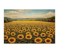 Field of Sunflowers Placemats Heat Resistant Washable Oxford Cloth Table Mats Set of 4 Home Kitchen Decoration, Easy to Clean
