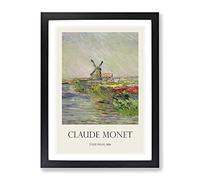Field Of Tulips, Holland By Claude Monet Exhibition Museum Painting Framed Wall Art Print, Ready to Hang Picture for Living Room Bedroom Home Office Décor, Black A2 (64 x 46 cm)