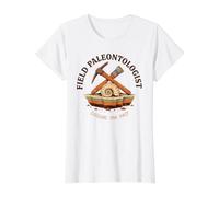 Field Paleontologist Digging The Past Fossil Value Graphic T-Shirt, Women, White, XL