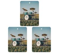 Field Printed Music Car Air Freshener, 3 Pcs Square Hanging Air Freshener Cards, Long Lasting Fragrance Scented Cards for Car, Home, Office Gray-style