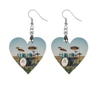 Field Printed Music Wooden Earrings for Women, Vintage Elegant Wood Jewelry, Lightweight Earrings for Wedding, Party, Everyday Jewelry Gift, Circular, Wood, wood