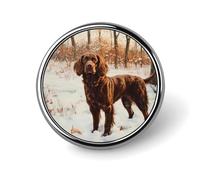 Field Spaniel in The Winter Landscape Round Lapel Pin Button Brooch Tie Badge Elegant Hat Clothing Jewelry Accessories