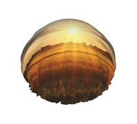 Field sunrise Shower Cap for Women Men Large Reusable Shower Bonnet Double-Layer Waterproof Bath Caps Elastic Band Hair Hat for All Hairstyles, Travel-Friendly Color804