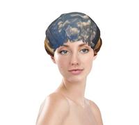 Field sunrise Shower Cap for Women Reusable Bath Cap Upgrade Double Layers Bathing Hat Waterproof Elastic Bath Hair Caps for Women Ladies Spa Salon Hair Bath Hat