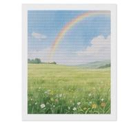 Field Under The Rainbow after The Rain 5D Diamond Painting Kits for Adults Beginners Large Round Diamond Art Painting DIY Full Drill Diamond Dots Wall Paintings Gem Art for Gift Home Wall Decor
