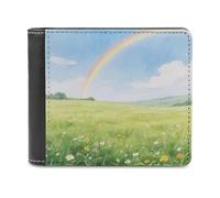 Field Under The Rainbow after The Rain Bifold Wallet for Men & Women,Small Wallets Secure And Durable,Front Pocket Wallet for Gift