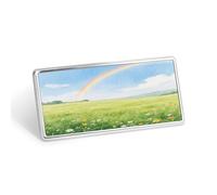Field Under The Rainbow After The Rain Stainless Steel Name Plate with Pin,Durable Personalized Name Tags,Name Badge for Business Work Lable Sign 1.4 * 2.8 in