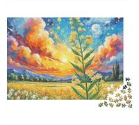 Field Yellow Flowers Colourful Sunset Jigsaw Puzzle for Adults 1000 Pieces Puzzle Game Paper Relaxing Home Decor 38x26cm/1000pcs