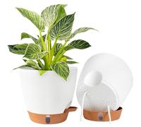 Fielda 2 Pack 8 Inch Pots for Plants Indoor, Plastic Self Watering Planters
