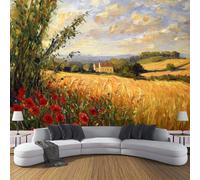 Fields and Trees Wallpaper 200×150 Cm Wallpaper 3D Effect for Living Room Fireplace Feature Wall Bedroom Ceilings Kitchen, French Country Style Mural Home Decor Mixed Colors