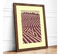 Fields at Harvest Vintage Framed Wall Art Print A1 (84.1×59.4cm) Walnut, Wall Decor for Living Room, Bedroom, Office & Home, Ready to Hang, Art Gift