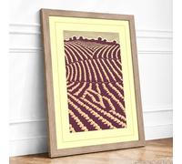 Fields at Harvest Vintage Framed Wall Art Print A2 (59.4×42cm) Oak, Wall Decor for Living Room, Bedroom, Office & Home, Ready to Hang, Art Gift