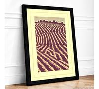 Fields at Harvest Vintage Framed Wall Art Print A2 Black