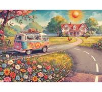 Fields Of Freedom 1000 Piece Jigsaw Puzzle,Educational Toy,Impossible Challenge,Adults & Kids 14+ Station Wagon,Premium,Home Wall Decor,Gift Idea,Stress Relief 52x38cm