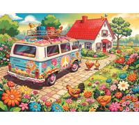 Fields Of Freedom 1000 Piece Jigsaw Puzzle,Impossible Challenge,Adults & Kids 14+,Home Wall Decor Station Wagon,Educational Toy,Premium,Gift Idea,Stress Relief 70x50cm