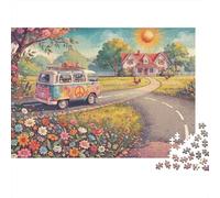 Fields Of Freedom 1000 Piece Jigsaw Puzzle,Premium,Stress Relief,Whimsical Challenge Station Wagon,Educational Toy,Home Wall Decor,Gift Idea,Adults & Kids 14+ 38x26cm