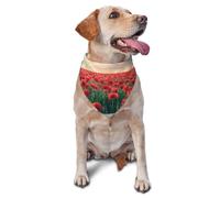 Fields Of Red Wild Chrysanthemums Printed Graphic Pet Triangle Scarf For Dogs & Cats, Adjustable Cute Pet Bandana For & Photo Shoots