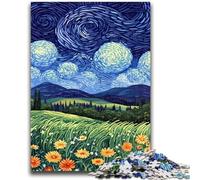 Fields Under The Night Sky Jigsaw Puzzles 1000 Pieces for Adults Teens,Challenging To Complete But Fun And Humorous Educational Game for Birthday (50X75cm)