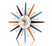 FIELDY Large Wall Clock 27.5 Inch Mid Century Wall Clocks Starburst Clock Non Ticking Battery Operated 3D Wall Clocks Home Décor for Living Room, Kitchen, Dining Room, Bedroom