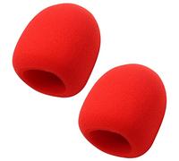 Fielect 2Pcs Microphone Cover Sponge Foam Mic Cover Handheld Microphone Windscreen Shield Protection Micro Foam Filter Red for KTV Broadcasting