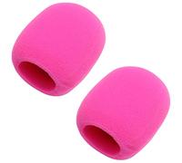 Fielect 2PCS Thicken Ball-Type Sponge Foam Mic Cover Handheld Microphone Windscreen Shield Protection Pink for KTV Broadcasting