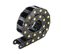 Fielect Drag Chain Cable Carrier Open Type with End Connectors R55 25X50mm 1 Meter Plastic for Electrical CNC Router Machines Black with Yellow Dots 1Pcs