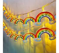 Fielegen 10 LED Rainbow String Lights for Kids Bedroom Battery Powered 5FT Children's Room Decoration Fairy Lights for Birthday Party Ornaments Holiday Garden Decor Autumn Winter Theme Fairy Lights