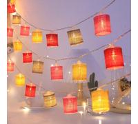 Fielegen 10 LED Retro String Lights 2 Meter Battery Powered Vintage Theme Decorative Fairy Lights for Indoor Outdoor Home Bedroom Patio Porch Balcony Decoration Festival Atmosphere Lights (Multicolor)