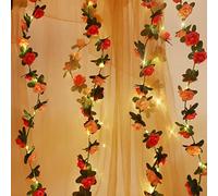 Fielegen 2.5 Meter Artificial Rose Flower String Lights with 30 LED Fairy Lights Hanging Fake Flower Vines for Valentines Day Garden Wedding Decor Birthday Party Wall Decor Aesthetic