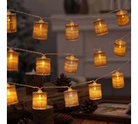 Fielegen 2 Meter 10 LED Retro String Lights Battery Operated Indoor Bedroom Vintage Themed Decorative Fairy Lights for Home Garden Wedding Birthday Party Decor Festival Atmosphere Lights (Warm White)