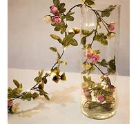 Fielegen 2 Pack Artificial Flower String Lights 4.4M 40 LED Battery Powered Rose Flower Garland with Lights for Valentine Mother's Day, Garden Wedding Birthday Holiday Party Bedroom Decor
