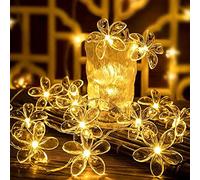 Fielegen 20 LED Cherry Blossom Flower String Lights 9.84FT Fairy Light Battery Powered String Lights Christmas Decorative Lights, Novelty Light for Home Bedroom Garden Wedding Party (Warm White)