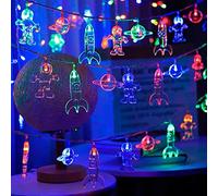 Fielegen 20 LED Children's Room LED String Light Astronaut Spaceship Rocket Outer Space Room Decor Holiday Party Lights for Kids Bedroom Decor, Children Birthday Party Holidays Wall Decorations