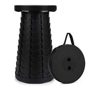 FIEMACH Portable Telescopic Stool, 2nd Generation Folding Stool Camping Lightweight Stool for Outdoor Camping BBQ Fishing Hiking Gardening Indoor, Maximum Load 397 lb (Black)