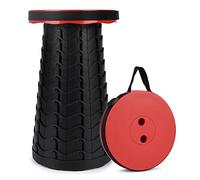 FIEMACH Portable Telescopic Stool, 2nd Generation Folding Stool Camping Lightweight Stool for Outdoor Camping BBQ Fishing Hiking Gardening Indoor, Maximum Load 397 lb (Red)
