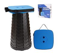 FIEMACH Upgraded Portable Telescopic Stool with Larger Seat - Retractable Square Camping Folding Stool for Adults, Telescoping Collapsible Lightweight Compact Stool (Blue)