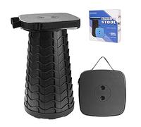 FIEMACH Upgraded Portable Telescopic Stool with Larger Seat - Retractable Square Camping Stool for Adults, Telescoping Collapsible Lightweight Compact Stool (Black)