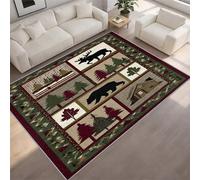 FIEMAR Deer Country Wildlife Bear Area Rug 60x110cm Cabin Rustic Rugs, Southwestern Native Carpet, Soft Non-slip Washable Apply to Dorm Room Living Room Hallway Entrance
