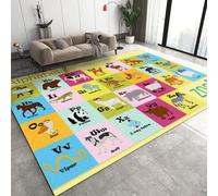 FIEMAR forest Prairie Animal Area Rug, English Alphabet Playroom Rugs, Children's Carpet Washable Non-Slip for Children's Room Nursery Study Dormitory Living Room Dining Room Bedroom-60 x 100 cm