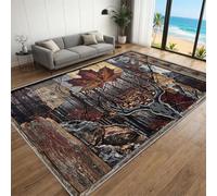 FIEMAR Maple Leaf Moose Area Rug 60x110cm Rustic Deer Hunt Theme Rugs, Vintage Cabin Carpet, Soft Non-slip Washable Apply to Dorm Room Hallway Entrance