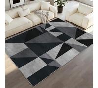 FIEMAR Modern Area Rug, Grey Black Abstract Geometric Area Rugs, Low Pile Non-slip Machine Washable Rug, Bedroom Living Room Office Study Room, Contemporary Art Home Floor Decor - 160x200cm
