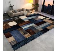 FIEMAR Modern Art Rugs 180x260cm Geometric Patchwork Area Rug, Wood Grain Checkered Carpet, For Bedroom Dining Room Large Short Pile Non Slip Home Decor Rug