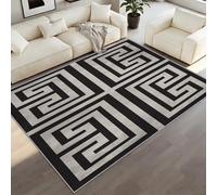 FIEMAR Modern Geometric Rugs 200x300cm Border Design Area Rug, Greek Ancient Ornament Carpet, Extra Large Size Bedroom Dining Room Lounge Home Office Decor Soft Touch Short Pile Style Non Shedding